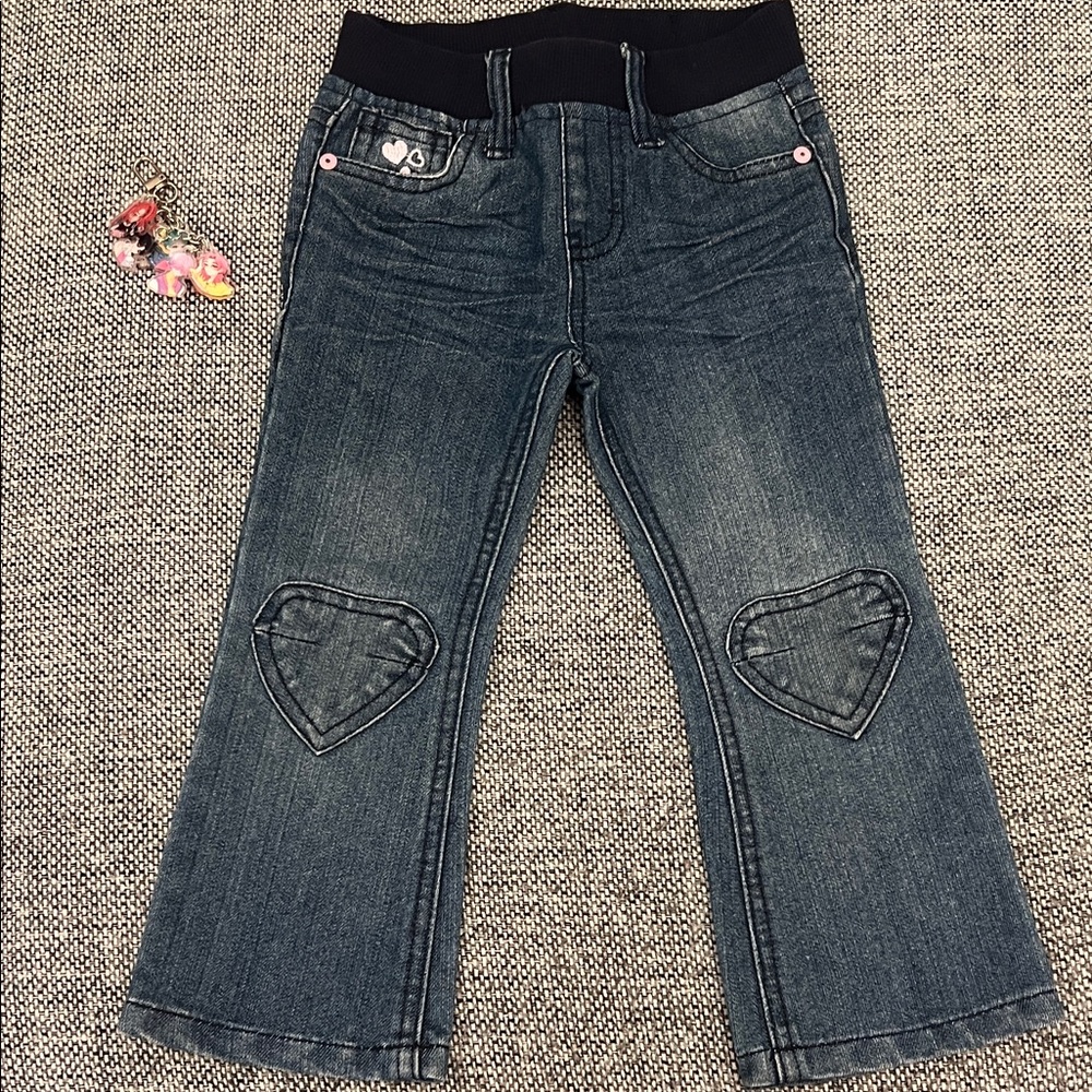 2T Charming Kids Blue Jeans with Heart Accents